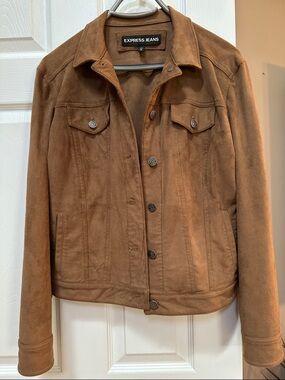 Express Jean Jacket in Warm Brown Suede